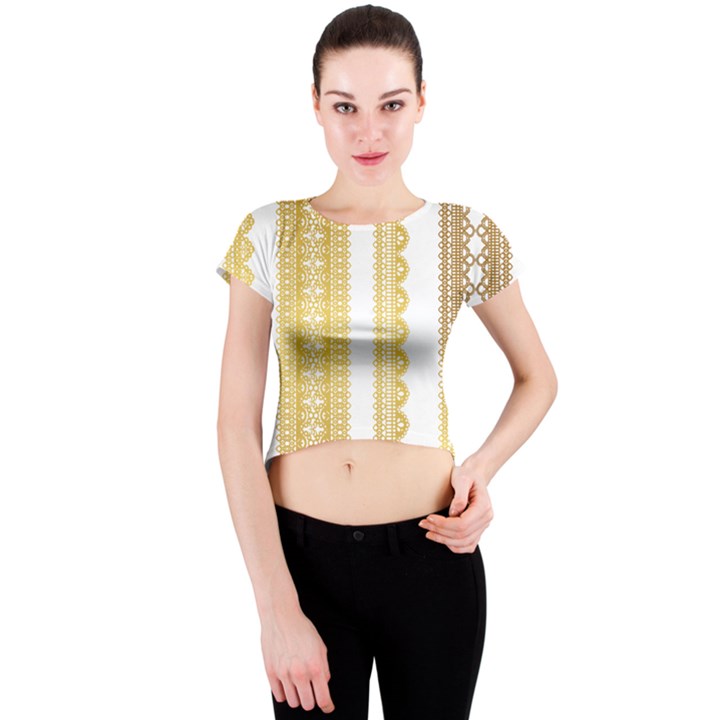 Lace Gold Euclidean Vector Crew Neck Crop Top