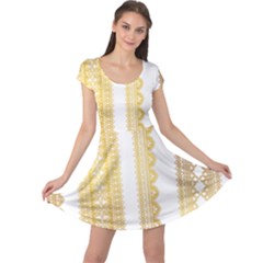 Lace Gold Euclidean Vector Cap Sleeve Dress by Wegoenart