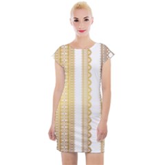 Lace Gold Euclidean Vector Cap Sleeve Bodycon Dress by Wegoenart