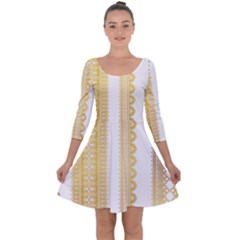 Lace Gold Euclidean Vector Quarter Sleeve Skater Dress