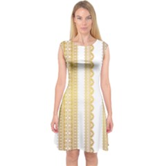 Lace Gold Euclidean Vector Capsleeve Midi Dress