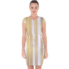 Lace Gold Euclidean Vector Capsleeve Drawstring Dress  by Wegoenart