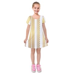 Lace Gold Euclidean Vector Kids  Short Sleeve Velvet Dress by Wegoenart