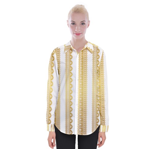 Lace Gold Euclidean Vector Womens Long Sleeve Shirt by Wegoenart