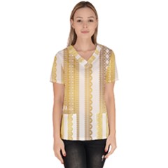 Lace Gold Euclidean Vector Women s V-neck Scrub Top by Wegoenart