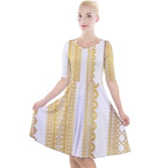 Lace Gold Euclidean Vector Quarter Sleeve A-line Dress by Wegoenart