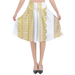 Lace Gold Euclidean Vector Flared Midi Skirt by Wegoenart