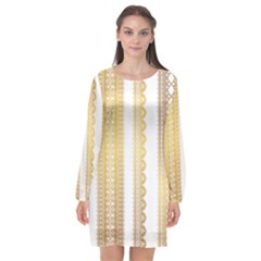 Lace Gold Euclidean Vector Long Sleeve Chiffon Shift Dress  by Wegoenart