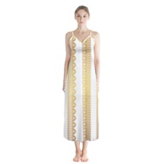 Lace Gold Euclidean Vector Button Up Chiffon Maxi Dress by Wegoenart