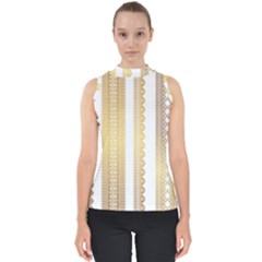 Lace Gold Euclidean Vector Mock Neck Shell Top by Wegoenart