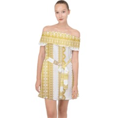 Lace Gold Euclidean Vector Off Shoulder Chiffon Dress by Wegoenart