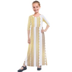 Lace Gold Euclidean Vector Kids  Quarter Sleeve Maxi Dress by Wegoenart