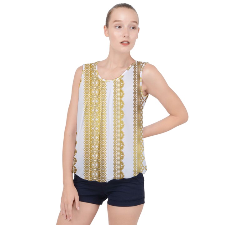 Lace Gold Euclidean Vector Bubble Hem Chiffon Tank Top