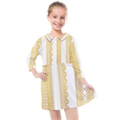 Lace Gold Euclidean Vector Kids  Quarter Sleeve Shirt Dress by Wegoenart