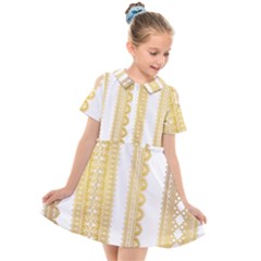 Lace Gold Euclidean Vector Kids  Short Sleeve Shirt Dress by Wegoenart