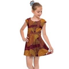 Leaves Pattern Kids Cap Sleeve Dress