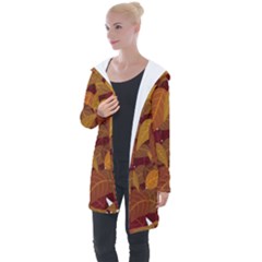 Leaves Pattern Longline Hooded Cardigan