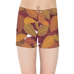 Leaves Pattern Kids Sports Shorts by Wegoenart