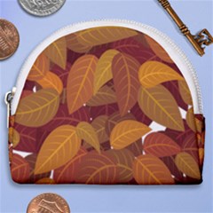 Leaves Pattern Horseshoe Style Canvas Pouch