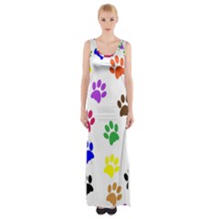 Pawprints Paw Prints Paw Animal Maxi Thigh Split Dress