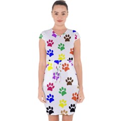 Pawprints Paw Prints Paw Animal Capsleeve Drawstring Dress 