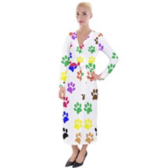 Pawprints Paw Prints Paw Animal Velvet Maxi Wrap Dress