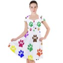 Pawprints Paw Prints Paw Animal Cap Sleeve Midi Dress View1