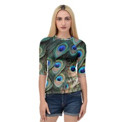 Peacock Feathers Bird Colorful Quarter Sleeve Raglan Tee