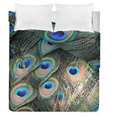 Peacock Feathers Bird Colorful Duvet Cover Double Side (queen Size) by Wegoenart