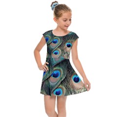 Peacock Feathers Bird Colorful Kids Cap Sleeve Dress