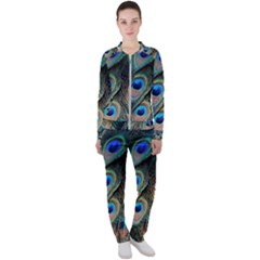 Peacock Feathers Bird Colorful Casual Jacket And Pants Set