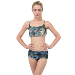 Peacock Feathers Bird Colorful Layered Top Bikini Set