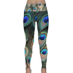 Peacock Feathers Bird Colorful Lightweight Velour Classic Yoga Leggings