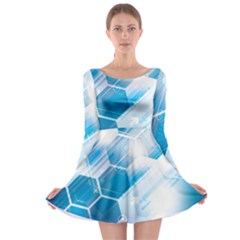 Hexagon Euclidean Vector Gradient Del  Blue Color Science And Technology Long Sleeve Skater Dress by Wegoenart