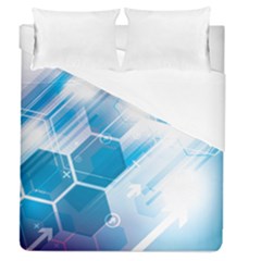 Hexagon Euclidean Vector Gradient Del  Blue Color Science And Technology Duvet Cover (queen Size) by Wegoenart