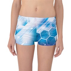 Hexagon Euclidean Vector Gradient Del  Blue Color Science And Technology Reversible Boyleg Bikini Bottoms