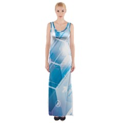 Hexagon Euclidean Vector Gradient Del  Blue Color Science And Technology Maxi Thigh Split Dress