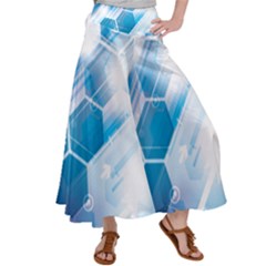 Hexagon Euclidean Vector Gradient Del  Blue Color Science And Technology Satin Palazzo Pants