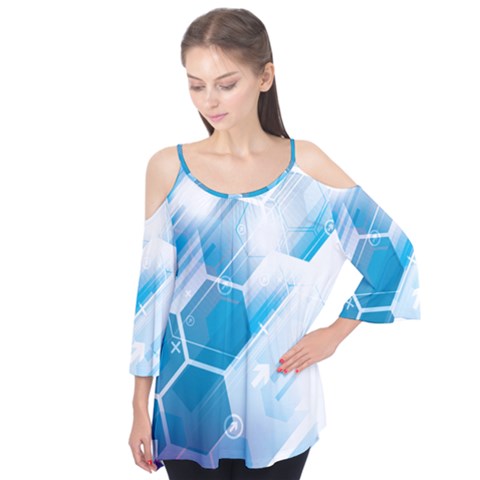 Hexagon Euclidean Vector Gradient Del  Blue Color Science And Technology Flutter Tees by Wegoenart