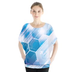 Hexagon Euclidean Vector Gradient Del  Blue Color Science And Technology Batwing Chiffon Blouse