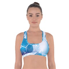 Hexagon Euclidean Vector Gradient Del  Blue Color Science And Technology Cross Back Sports Bra by Wegoenart