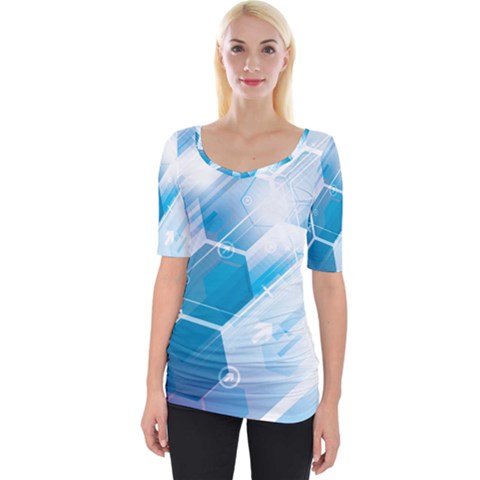 Hexagon Euclidean Vector Gradient Del  Blue Color Science And Technology Wide Neckline Tee by Wegoenart