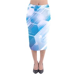 Hexagon Euclidean Vector Gradient Del  Blue Color Science And Technology Velvet Midi Pencil Skirt by Wegoenart