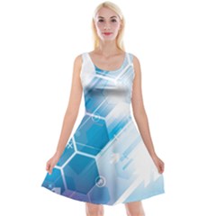 Hexagon Euclidean Vector Gradient Del  Blue Color Science And Technology Reversible Velvet Sleeveless Dress by Wegoenart