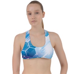 Hexagon Euclidean Vector Gradient Del  Blue Color Science And Technology Criss Cross Racerback Sports Bra by Wegoenart