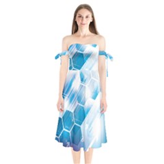 Hexagon Euclidean Vector Gradient Del  Blue Color Science And Technology Shoulder Tie Bardot Midi Dress by Wegoenart