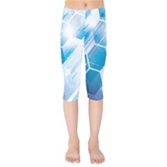 Hexagon Euclidean Vector Gradient Del  Blue Color Science And Technology Kids  Capri Leggings  by Wegoenart