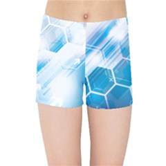 Hexagon Euclidean Vector Gradient Del  Blue Color Science And Technology Kids Sports Shorts by Wegoenart