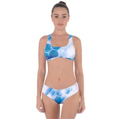 Hexagon Euclidean Vector Gradient Del  Blue Color Science And Technology Criss Cross Bikini Set by Wegoenart