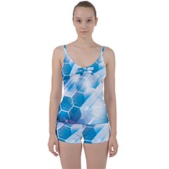 Hexagon Euclidean Vector Gradient Del  Blue Color Science And Technology Tie Front Two Piece Tankini by Wegoenart